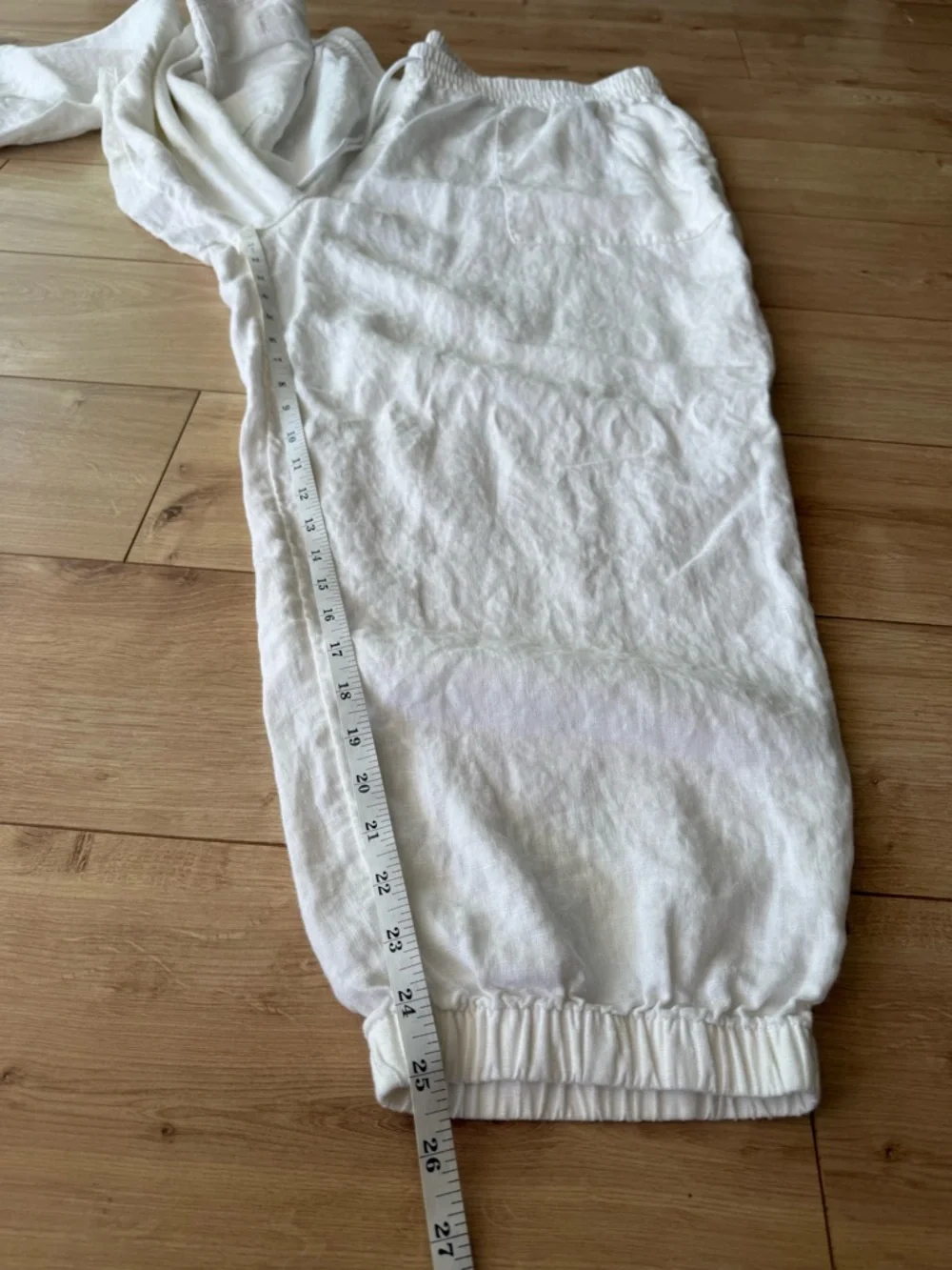 Athleta White Linen Jogger Pants Relaxed Coastal Minimal Elastic Waist 24 - Picture 6 of 6